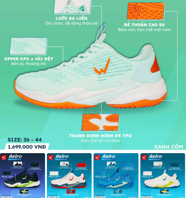 Giày Pickleball Wika Astro