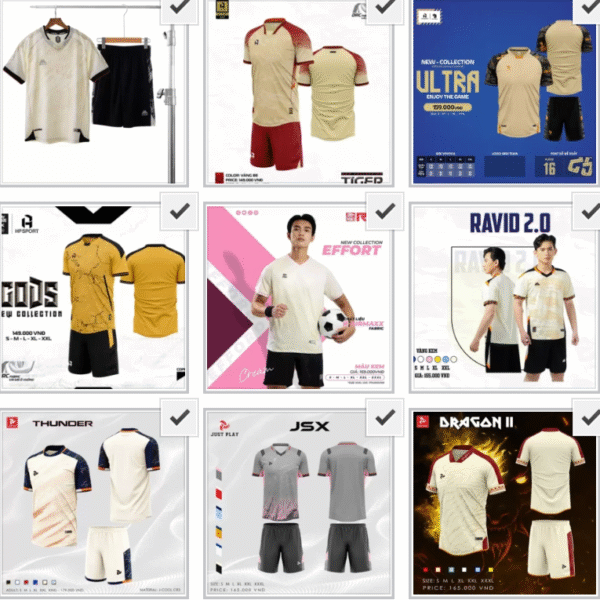 Tập Hợp Áo Bóng Đá Màu Kem, Xám